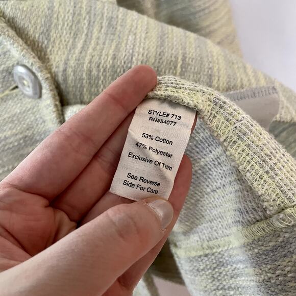 cAbi yellow gray heathered padded shoulders women's size 10 knit blazer formal - Picture 4 of 7